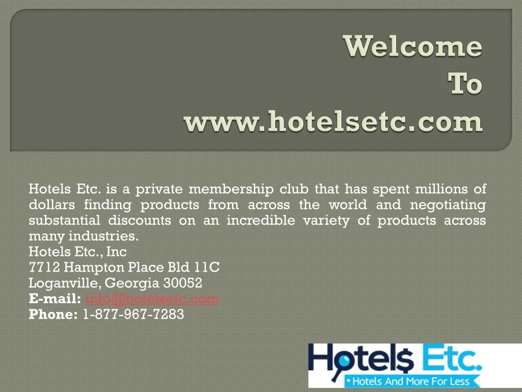 welcome to www hotelsetc com