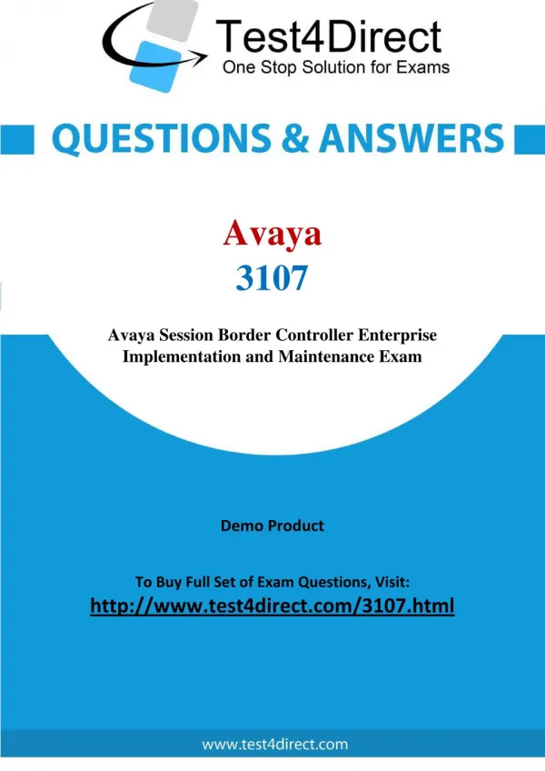 Avaya 3107 Test Questions