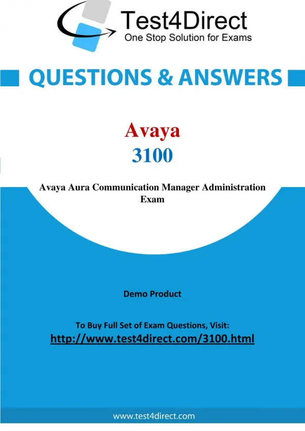 Avaya 3100 Exam - Updated Questions