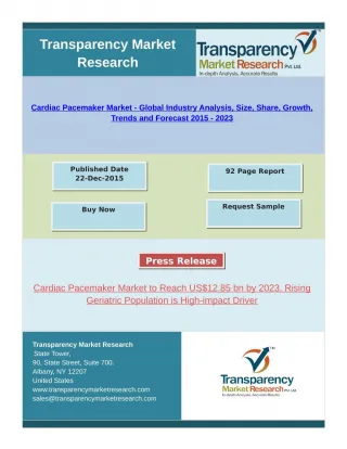 Cardiac Pacemaker Market - Market Research Report, 2015 - 2023 - slide 1