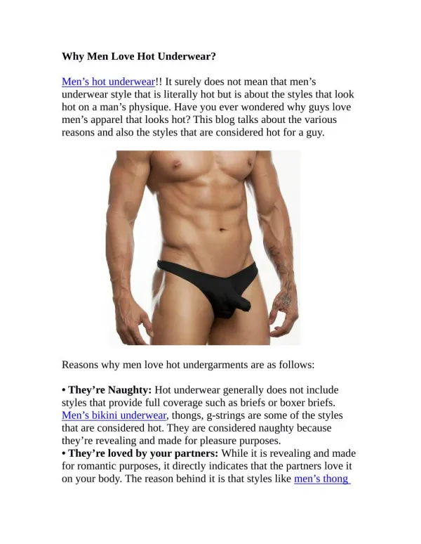 Why Men Love Hot Underwear?