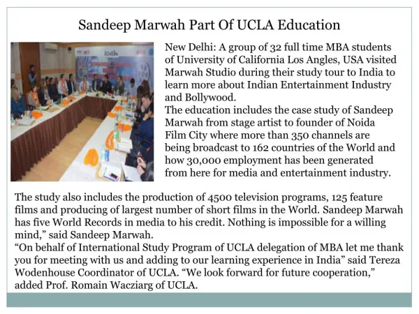 Sandeep Marwah Part Of UCLA Education