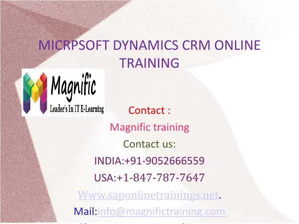 Microsoft Dynamics CRM Online Training in UK
