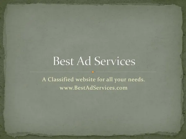 Best Ad Services | Classified website