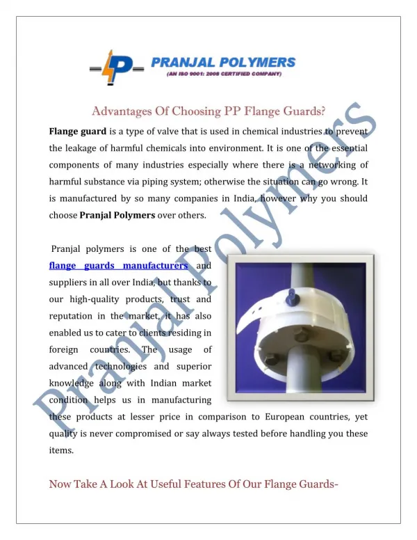 PP Flange Guard Manufacturers Suppliers India