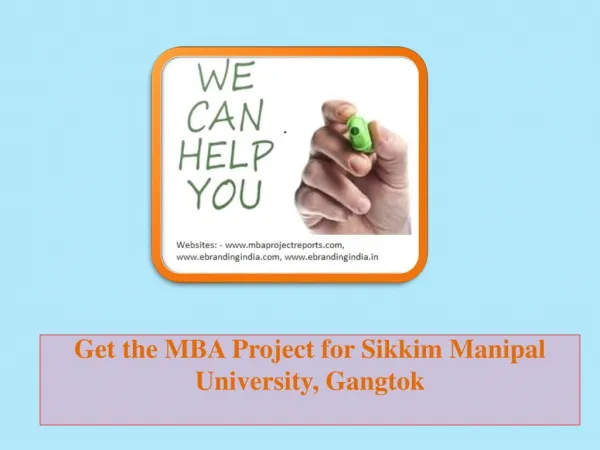 Get the MBA Project for Sikkim Manipal University, Gangtok