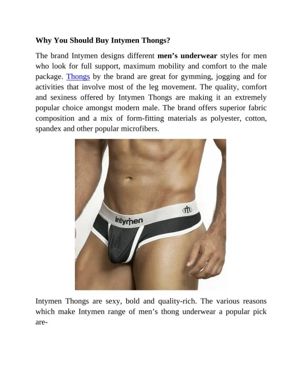 Why You Should Buy Intymen Thongs?