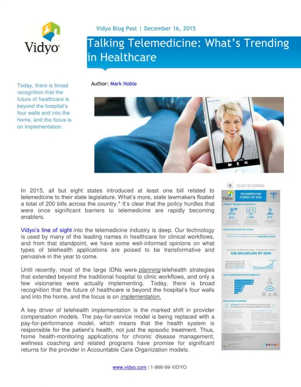 Talking Telemedicine: What’s Trending in Healthcare - Vidyo