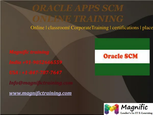 Oracle Apps SCM Online Training In Canada