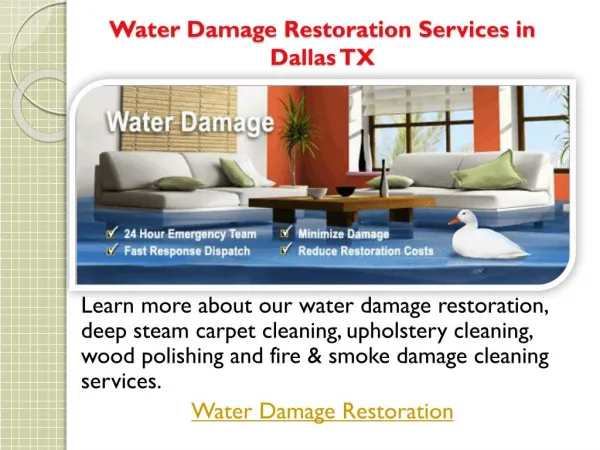 Water Damage Restoration Services in Dallas TX