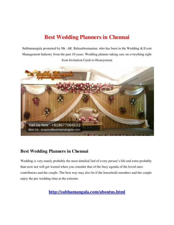 Best Wedding Planners in Chennai