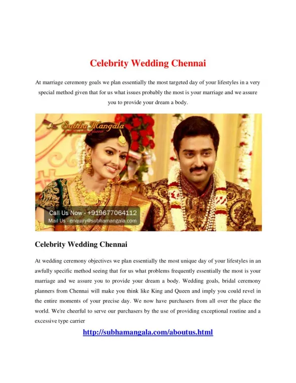 Celebrity Wedding Chennai