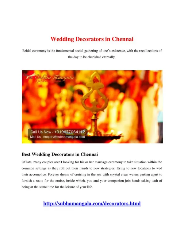 Wedding Decorators in Chennai