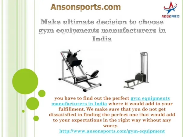 Make ultimate decision to choose gym equipments manufacturers in India