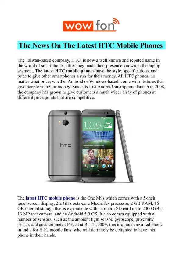 All HTC Mobile Phones