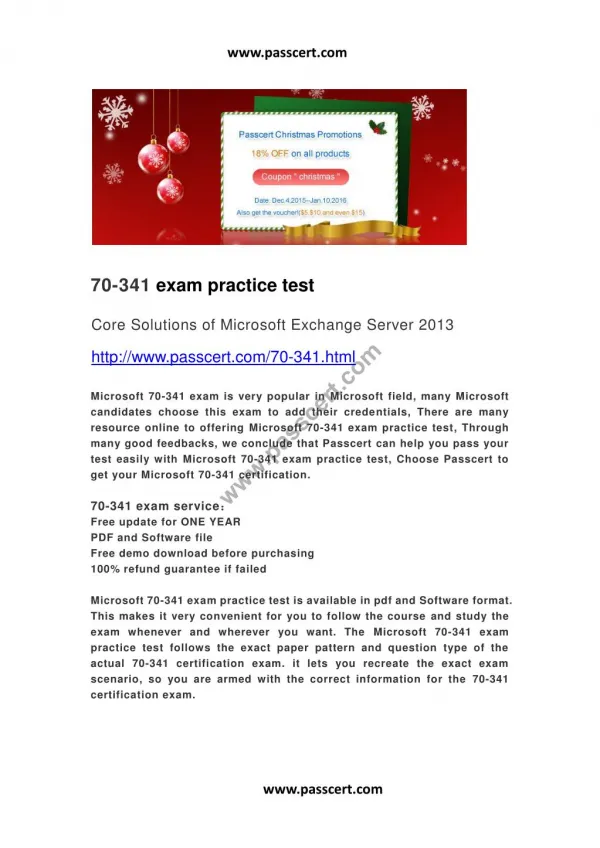 Microsoft 70-341 exam practice test