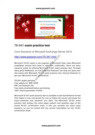 Microsoft 70-341 exam practice test - slide 1