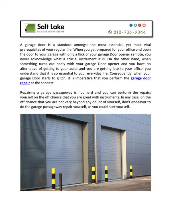 Salt Lake Garage Door Repair
