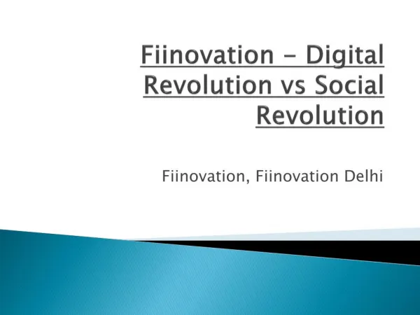 Fiinovation - Digital Revolution vs Social Revolution