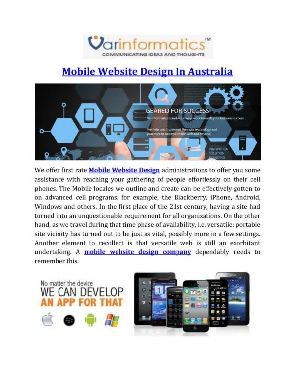 Mobile Website Design In Australia