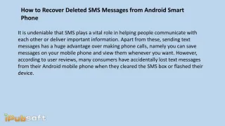 How to Recover Deleted SMS Messages from Android Smart Phone - slide 1