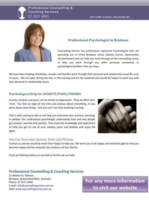 Professional Psychologist in Brisbane