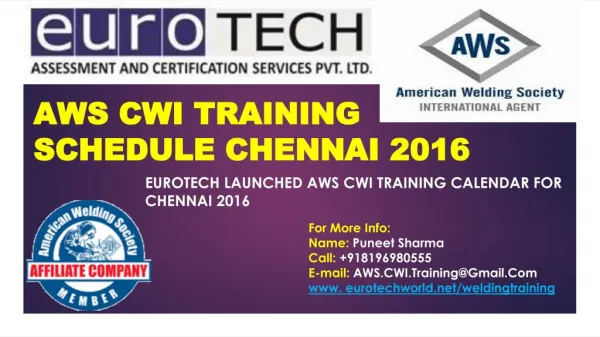 AWS CWI Schedule Chennai 2016
