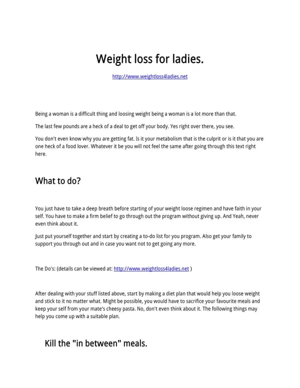 Weight loss for ladies