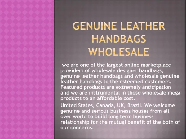 Genuine Leather Handbags Wholesale