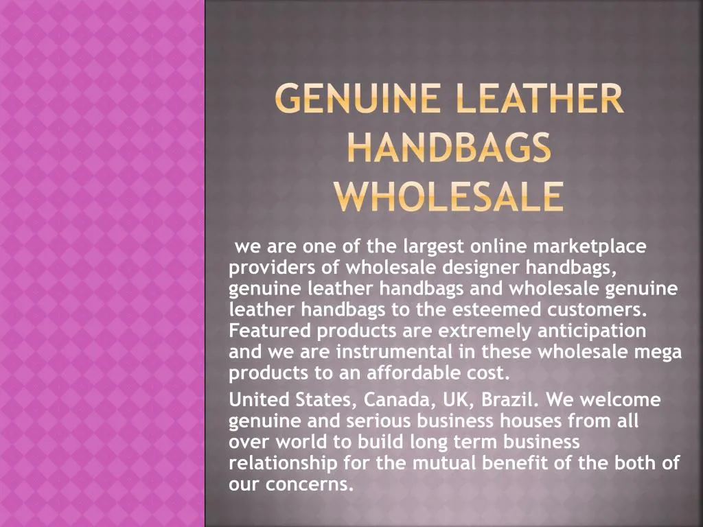 genuine leather handbags wholesale