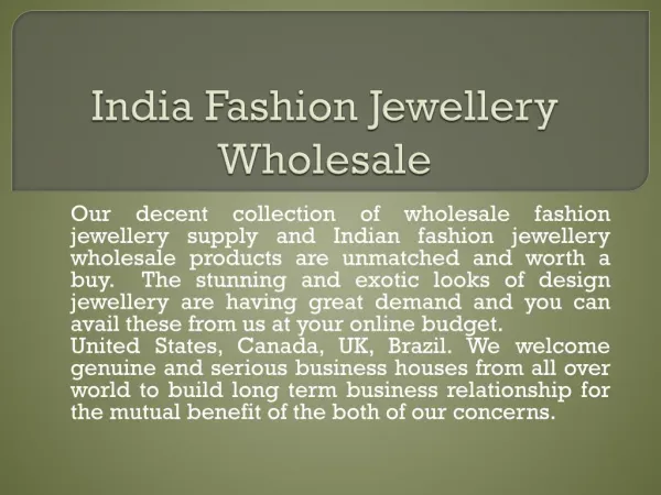 Wholesale Fashion Jewellery Supply