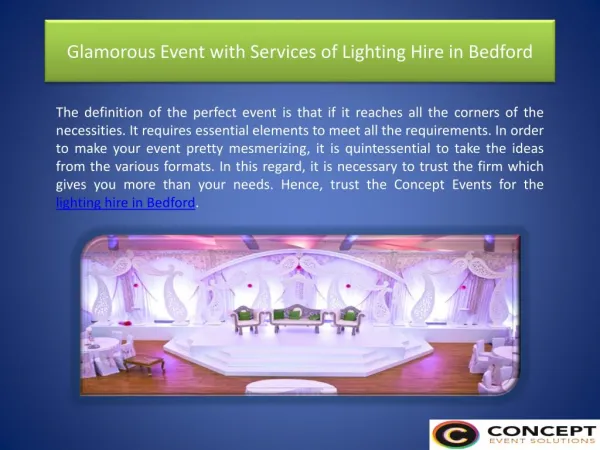 Glamorous Event with Services of Lighting Hire in Bedford