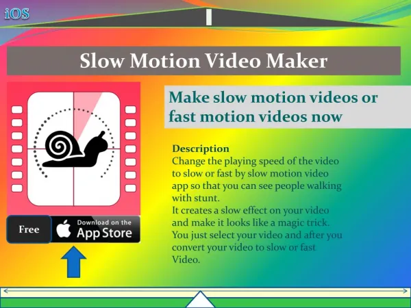 Slow motion video maker allow you to create slow and fast motion video on your iPhone/iPad.