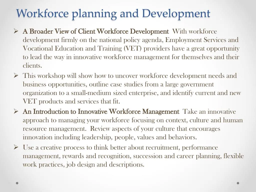 workforce planning and development