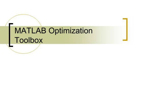 MATLAB Optimization Toolbox