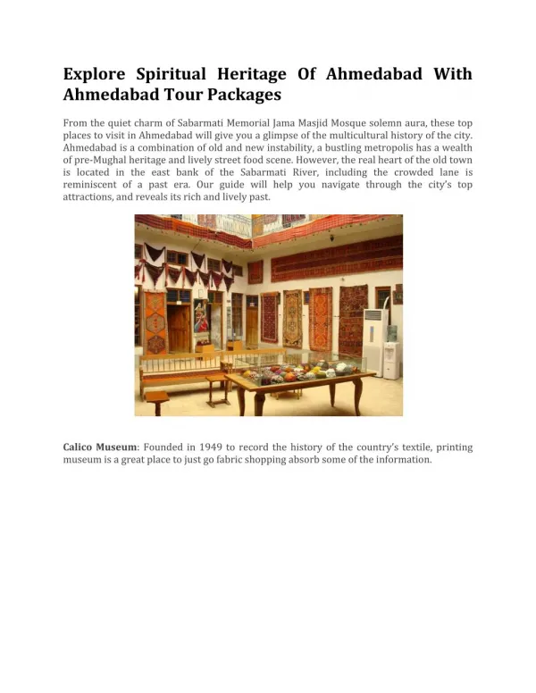 Explore Spiritual Heritage Of Ahmedabad With Ahmedabad Tour Packages