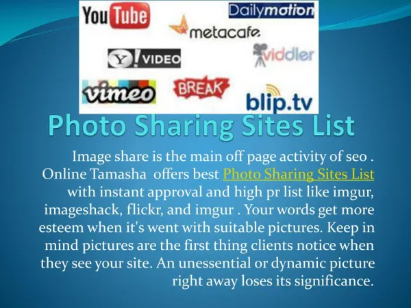 Choose Photo Sharing Sites List
