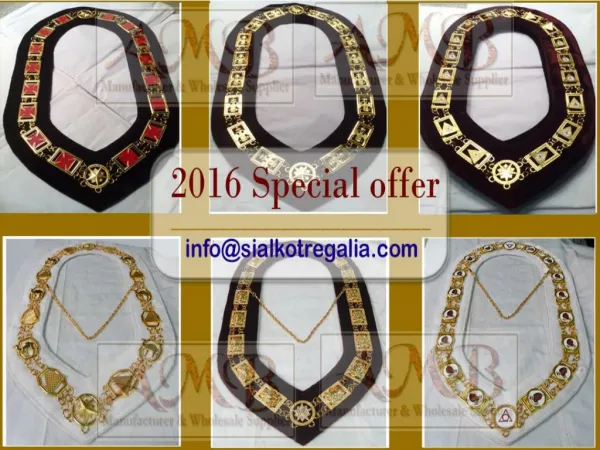 Masonic regalia past master chain collar gold plated