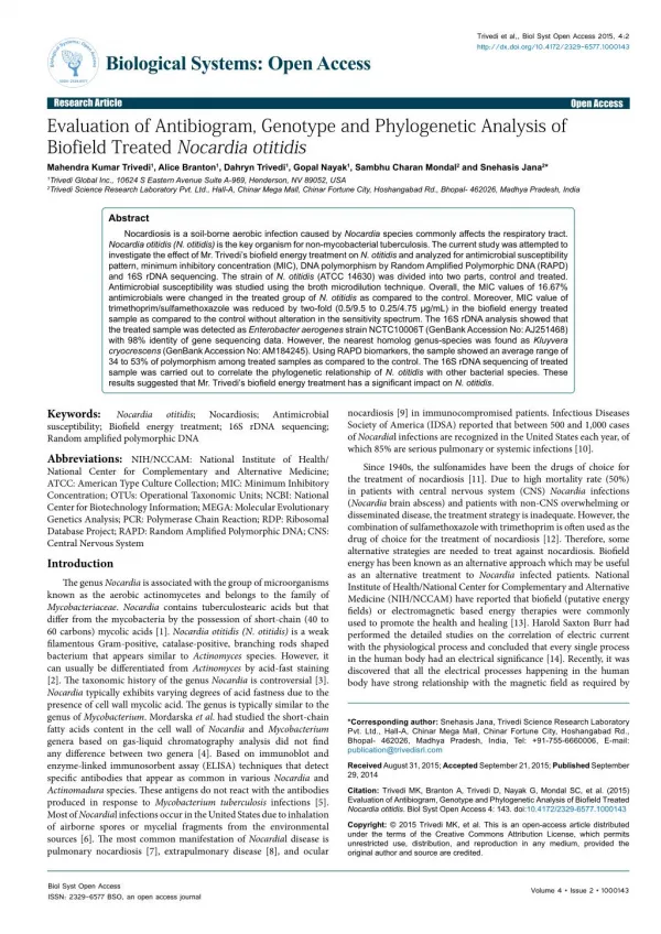 Antimicrobial Susceptibility of Nocardia Otitidis