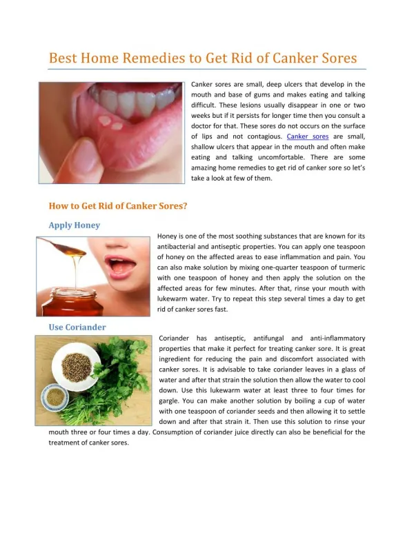 Treatment For Canker Sores