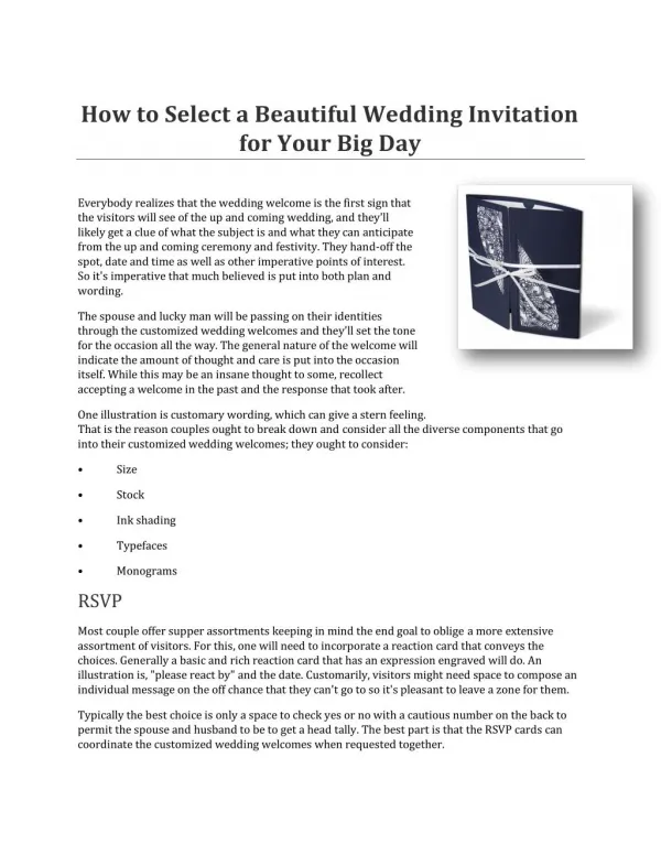 How to Select a Beautiful Wedding Invitation for Your Big Day