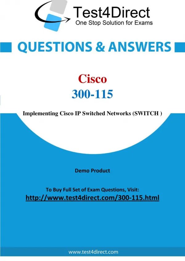 Cisco 300-115 CCDP Real Exam Questions