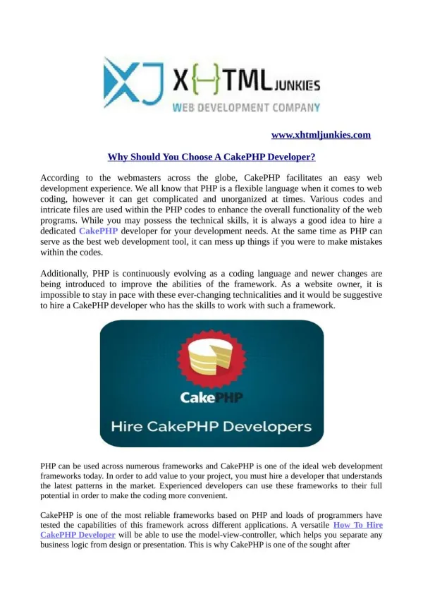 Why should you choose a cake php developers