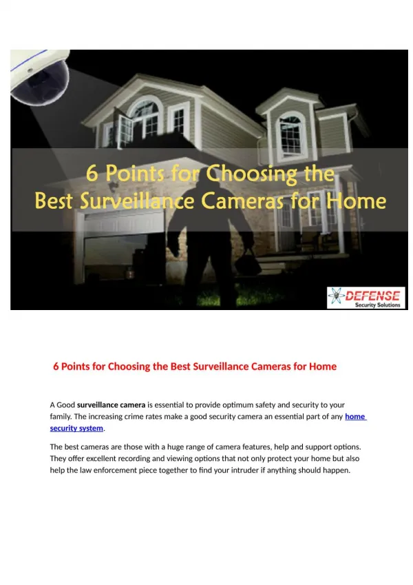 6 tips for choosing the best surveillance cameras for home