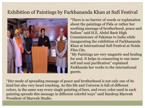 Exhibition of Paintings by Farkhananda Khan at Sufi Festival