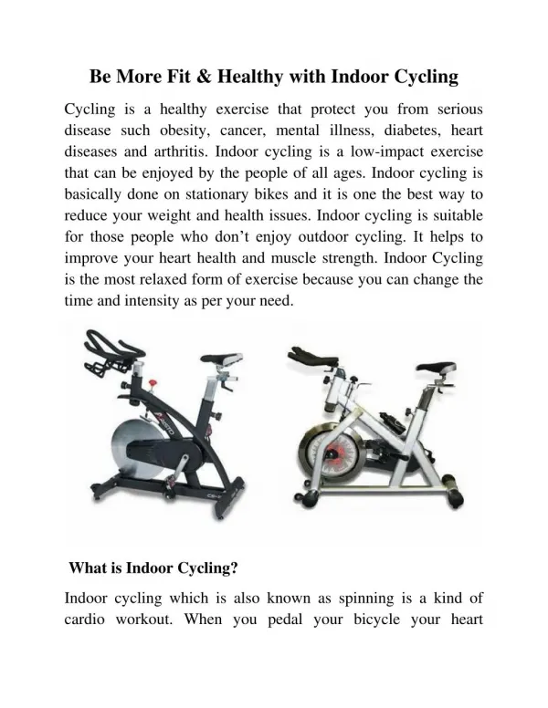 Be More Fit & Healthy with Indoor Cycling