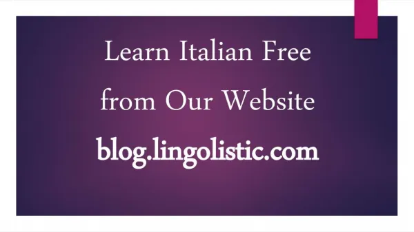 Learn Italian Free from Our Website blog.lingolistic.com