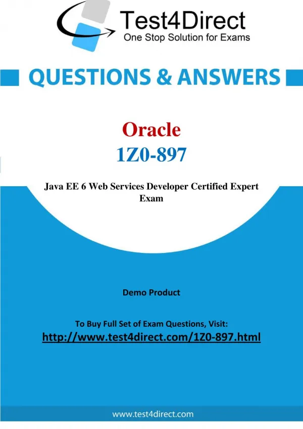Oracle 1Z0-897 Java Real Exam Questions