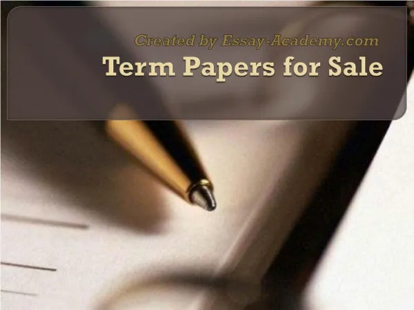 Term Paper for Sale