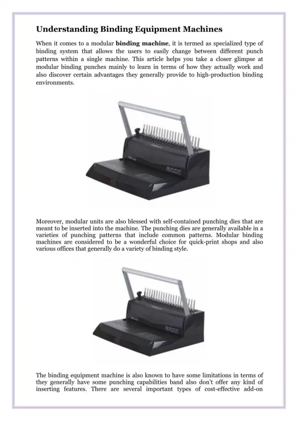 Understanding Binding Equipment Machines